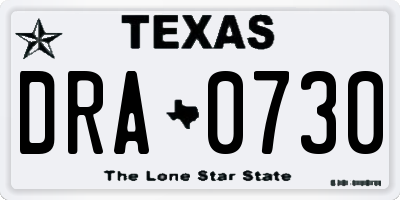 TX license plate DRA0730