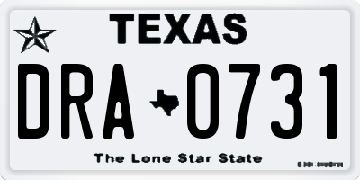 TX license plate DRA0731
