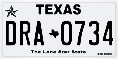 TX license plate DRA0734