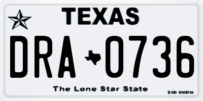TX license plate DRA0736