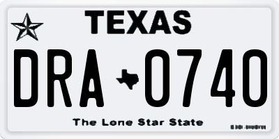 TX license plate DRA0740