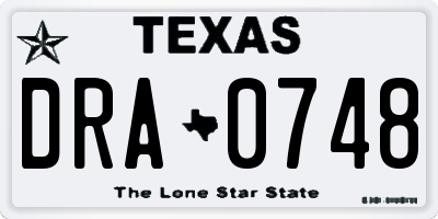 TX license plate DRA0748