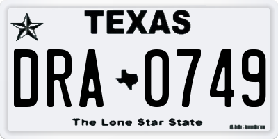 TX license plate DRA0749