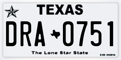 TX license plate DRA0751