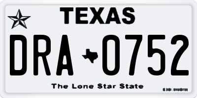 TX license plate DRA0752