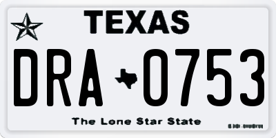 TX license plate DRA0753