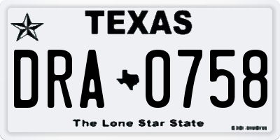 TX license plate DRA0758