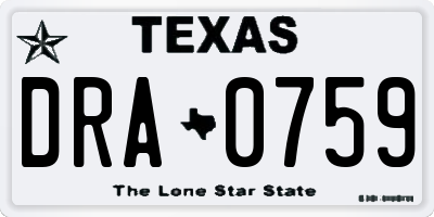 TX license plate DRA0759