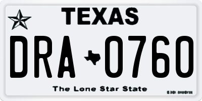 TX license plate DRA0760
