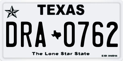 TX license plate DRA0762