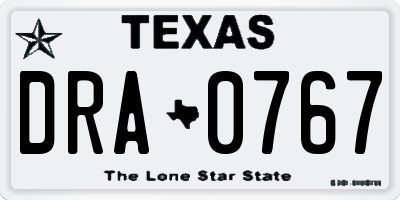 TX license plate DRA0767
