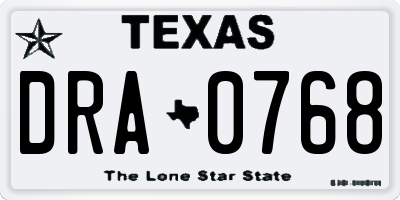 TX license plate DRA0768