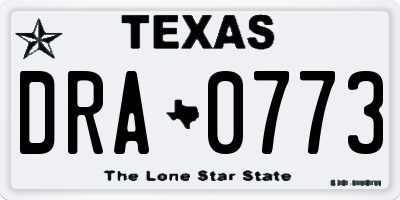 TX license plate DRA0773