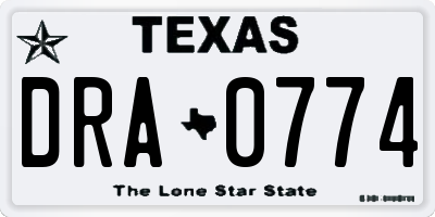 TX license plate DRA0774