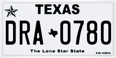 TX license plate DRA0780