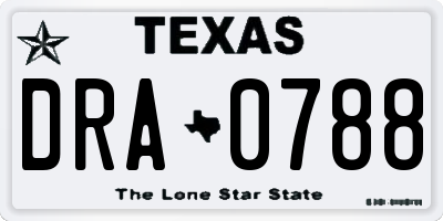 TX license plate DRA0788