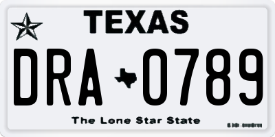 TX license plate DRA0789