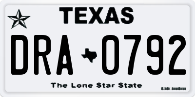 TX license plate DRA0792