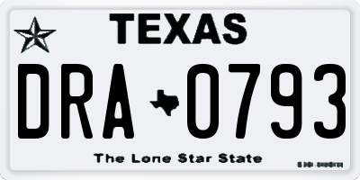 TX license plate DRA0793