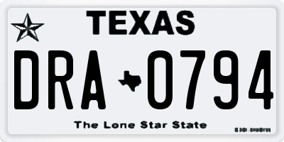 TX license plate DRA0794