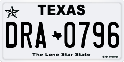 TX license plate DRA0796