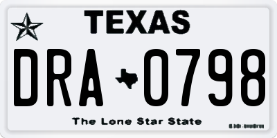 TX license plate DRA0798