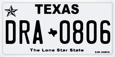 TX license plate DRA0806