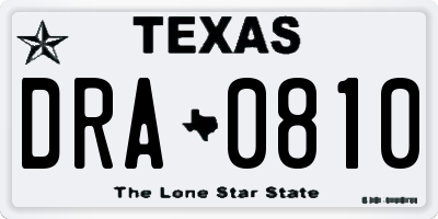 TX license plate DRA0810