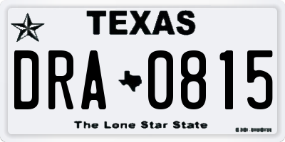 TX license plate DRA0815