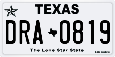 TX license plate DRA0819