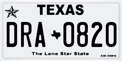 TX license plate DRA0820