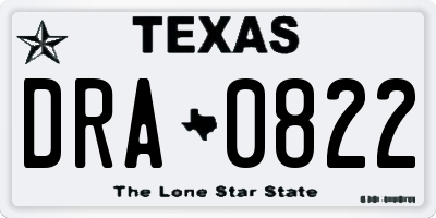 TX license plate DRA0822