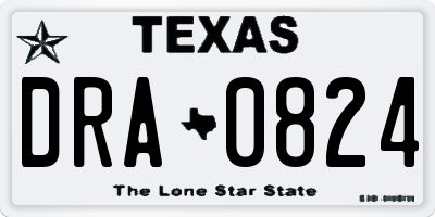 TX license plate DRA0824