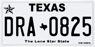 TX license plate DRA0825