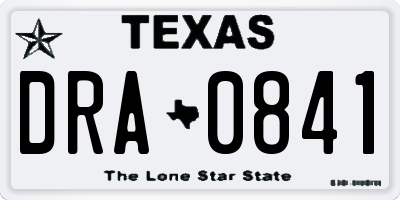 TX license plate DRA0841
