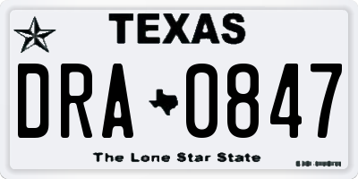 TX license plate DRA0847