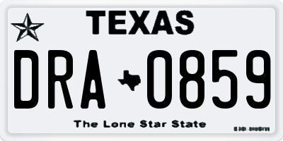 TX license plate DRA0859