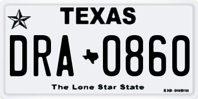 TX license plate DRA0860