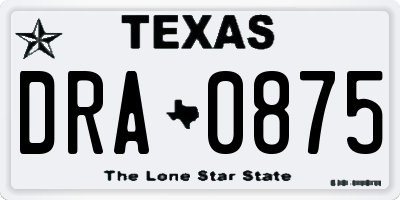 TX license plate DRA0875