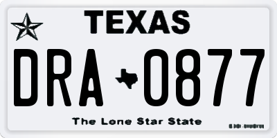TX license plate DRA0877