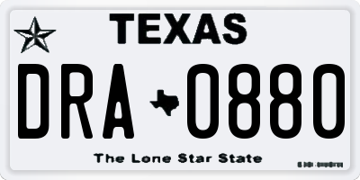 TX license plate DRA0880