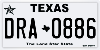 TX license plate DRA0886