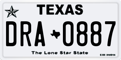TX license plate DRA0887