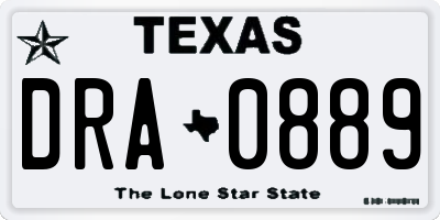 TX license plate DRA0889