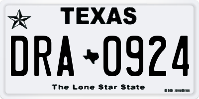 TX license plate DRA0924