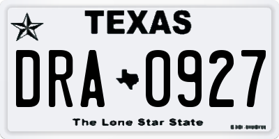 TX license plate DRA0927