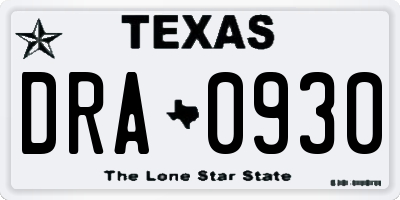 TX license plate DRA0930