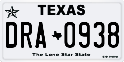 TX license plate DRA0938