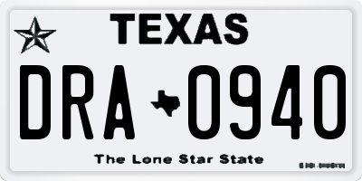 TX license plate DRA0940