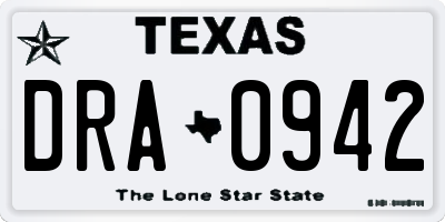 TX license plate DRA0942